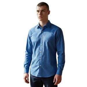 Haggar Slim Fit Dress Shirt – Men’s 15–15½ | 32/33 – Blue Check Button Down